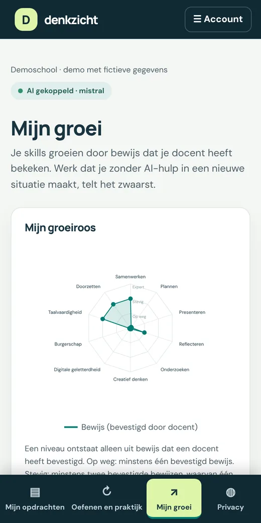 Telefoonscherm Mijn groei met een groeiroos van vaardigheden